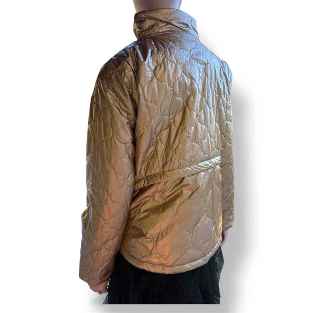 NWT Umgee Puffer Jacket Metallic matte gold pockets lined holiday zipper S M